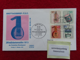 Berlin 459 - 462 Ersttagsbrief 5. 10. 1975, Wohlfahrt - Musikinstrumente - 1971-1980