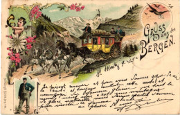 SUISSE . GRUSS AUS DEN BERGEN . 1902  . CARL KÜNZLI . ZURICH . 777 - Berg