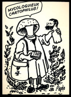CPSM/CPM Signée 10.5x15 Illustrateur PAGES Mycologuieux Cartophilus Caricature D'un Collectionneur De CP De Champignons - Pages