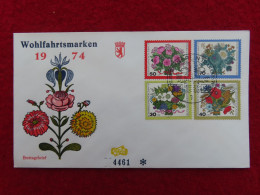 Berlin 473 - 476 Reco Ersttagsbrief 15. 10. 1974, 25 Jahre Wohlfahrtsmarken - Blumensträuße - 1971-1980