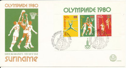 Suriname FDC 17-6-1980 Olympic Games Moscow 1980 Souvenir Sheet With Cachet - Suriname