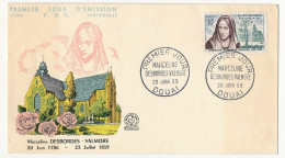 FRANCE - Env. FDC 30F Marceline Desbordes-Valmore - Douai - 20 Juin 1959 - 1950-1959