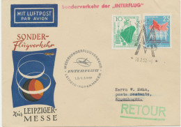 DDR 1.3.1959, Erstflug INTERFLUG Leipziger Frühjahrsmesse „LEIPZIG – KOPENHAGEN“ (HLIII/3 / Dah.41b) - Correo Aéreo