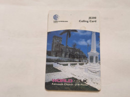 JAMAICA-(JM-C&W-WTK-0079A,JAM-P87)-Falmouth Church-(Plastic)-(56)-(9837-3318-5386)-(J$200)-prepiad Card+1card Prepiad - Giamaica