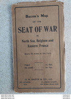BACON'S MAP OF THE SEAT OF WAR IN NORTH SEA / BELGIUM AND EASTERN FRANCE - Cartes Routières