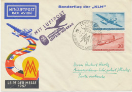 DDR 1.3.1957, Sonderflug Der KLM Zur Leipziger Frühjahrsmesse Erster Flugtag „LEIPZIG – AMSTERDAM“ (HLII/22 / Dah.28g) - Posta Aerea