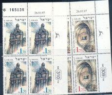ISRAEL 1997 JEWISH MONUMENTS PARGUE STAMPS PLATE BLOCKS MNH - Neufs (avec Tabs)