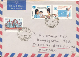 India Air Mail Cover Sent To Sweden 23-1-1987 Topic Stamps - Luftpost