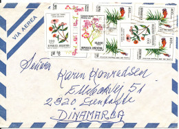 Argentina Air Mail Cover Sent To Denmark 15-7-1983 With A Lot Of FLOWER Stamps - Airmail