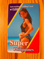 Prepaid Phonecard South Korea, Super Philippines - Woman - Corée Du Sud