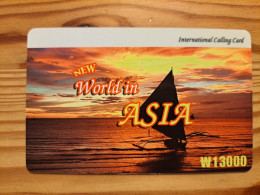 Prepaid Phonecard South Korea, New World In Asia - Ship, Sunset - Korea (Süd)