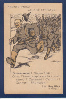 CPA Italie Dessin Patriotique Guerre War WWI Non Circulée + Vignette - Autres & Non Classés