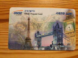 Prepaid Phonecard South Korea, Onse - Paris, London - Corea Del Sur