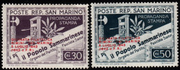 SAN MARINO  SCOTT NO 213-14  MINT HINGED  YEAR  1943 - Ongebruikt