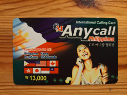 Prepaid Phonecard South Korea, CM Anycall - Philippines, Woman - Korea (Süd)