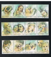 SAN MARINO - UN 1893.1904 - 2002 NATALE: MADRE-FIGLIO (COMPLET SET OF 12 STAMPS (3 X 4 SE-TENANT, BY BF)    - MINT ** - Ungebraucht