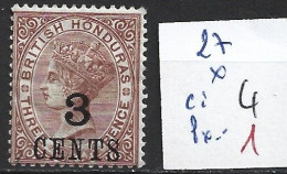 HONDURAS BRITANNIQUE 27 * Côte 4 € - Brits-Honduras (...-1970)