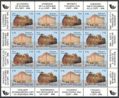Hungary Sc# 3285a MNH Pane/16 1991 Post Offices - Unused Stamps