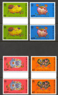 Hong Kong Sc# 712-715 MNH Gutter Pairs 1995 Year Of The Boar - Ungebraucht