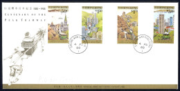 Hong Kong Sc# 527-530 FDC Combination 1988 8.4 Peak Tramway 100th - Lettres & Documents