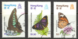 Hong Kong Sc# 355-357 Used 1979 Butterflies - Usati