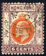 Hong Kong Sc# 92 Used 1907 6c Edward VII - Used Stamps