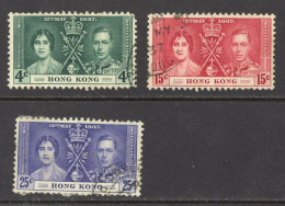 Hong Kong Sc# 151-153 Used 1937 Coronation Issue - Usados
