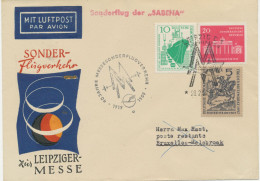 DDR 28.2.1959,Sonderflug Sabena Leipziger Frühjahrsmesse Erster Flugtag „LEIPZIG-MOCKAU – BRÜSSEL“ (SABENA – Existierte - Correo Aéreo