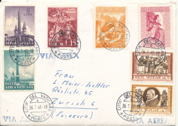 Vatican Cover Sent To Switzerland 26-7-1961 With More Topic Stamps - Briefe U. Dokumente