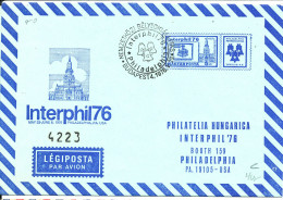 Hungary Postal Stationery Cover Interphil76 Philadelphia USA  Budapest 29-5-1976 - Brieven En Documenten