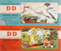 2 BUVARDS - Chaussettes Bas Soquettes D.D - Lapins Et Cigogne - Illustration Maurice Parent N° 7 Et 8 - BE - Animales