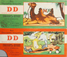 2 BUVARDS - Chausettes Bas Soquettes D.D - Lapins Et Chameaux - Illustration Maurice Parent N° 7 Et 9 - BE - Animals
