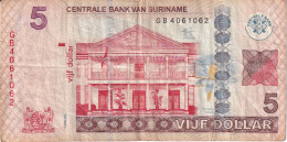 BILLETE DE SURINAM DE 5 DOLLARS DEL AÑO 2012 (BANKNOTE) - Surinam