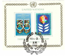 NATIONS UNIES New York Ca.1981: Encart "35ème Anniversaire Des Nations Unies" Obl. - Hojas Y Bloques