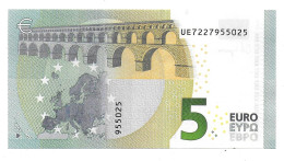 (Billets). 5 Euros 2013 Serie UE, U011H5 Signature Christine Lagarde N° UE 7227955025 UNC - 5 Euro