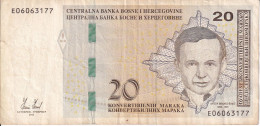 BILLETE DE BOSNIA HERZEGOVINA DE 20 MARKA DEL AÑO 2012 (BANK NOTE) - Bosnia Y Herzegovina