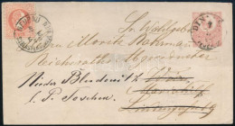 1873 5kr Díjjegyes Levél "DIN(NY)É(S) / FEHÉR M." Bélyegzéssel Bécsbe, Majd 1867 5kr Bélyeggel Teschenbe Továbbküldve (á - Sonstige & Ohne Zuordnung