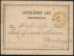 1873 2kr Díjjegyes Levelezőlap / PS-card "BUDA VIZI-VÁROS" (ebben A Formában Gudlin Nem Hozza) - Emendingen / Németorszá - Sonstige & Ohne Zuordnung