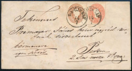 1861 Levél 5kr + 15kr Bérmentesítéssel "S.A.ÚJHELY" - "PESTH / Früh" III. Zónás Levél - Otros & Sin Clasificación
