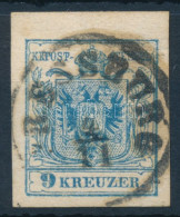 O 1850 9kr MP III Felül ívszéllel, 0,12 Mm Kartonpapír "(P)RESSBURG" - Autres & Non Classés