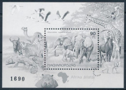 ** 1997 Földrészek állatai (I.) - Afrika Feketenyomat Blokk, Fekete Sorszámmal (18.000) - Altri & Non Classificati