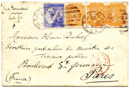 AUSTRALIE - LATE FEE SUR LETTRE D'ADELAIDE POUR PARIS, 1894 - Cartas & Documentos