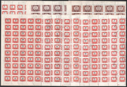 O 1958 Vörös-fekete Portó Vízjeles Sor Javarészt Hajtott Teljes ívekben, 5 érték ívdarabokban (96-99-es ívdarabok) (37.6 - Autres & Non Classés