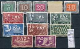 ** Svájc 1945 PAX Sor Mi 447-459 (Mi EUR 450.-) (néhány Bélyegen Apró Gumihibák / Gum Disturbances) - Autres & Non Classés