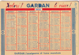 Calendarietto - Gardan - L'analgesico Di Fama Mondiale - Anno 1952 - Petit Format : 1941-60