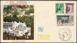 Algéria 1962 A Független Algéria Felülnyomott Forgalmi Sorának 3 értéke FDC-n. Ritka!! - Altri & Non Classificati