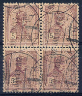 O 1900 Turul 5K Négyestömb / Mi 70 Block Of 4 "FIUME" - Other & Unclassified