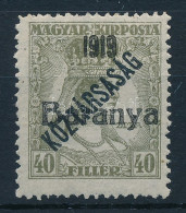 * Baranya I. 1919 Zita/Köztársaság 40f Bodor Vizsgálójellel (17.500) - Otros & Sin Clasificación