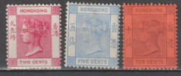 HONG KONG (CHINA) - 1882 - YVERT N°33+37+41 * MH (CHARNIERE FORTE - NO THIN) - FILIGRANE CA - COTE 2020 = 85 EUR - Ungebraucht