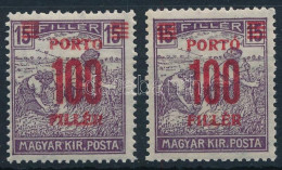 ** 1921 Kisegítő Portó 100f/15f Eltolódott Felülnyomással + Támpéldány - Other & Unclassified